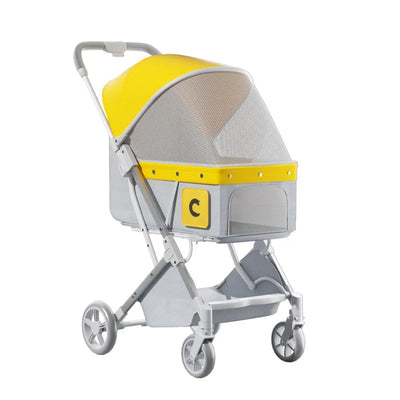 Foldable Pet Stroller with Mesh Canopy | Up to 25 lbs