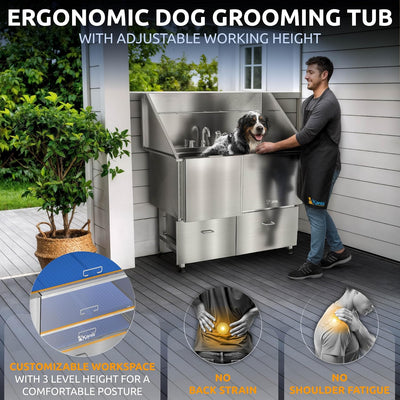 Professional 50-Inch 304 Stainless Steel Dog Bathing Station