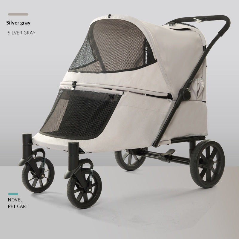 Foldable Covered Pet Stroller with Rear Access | 60 kg Capacity
