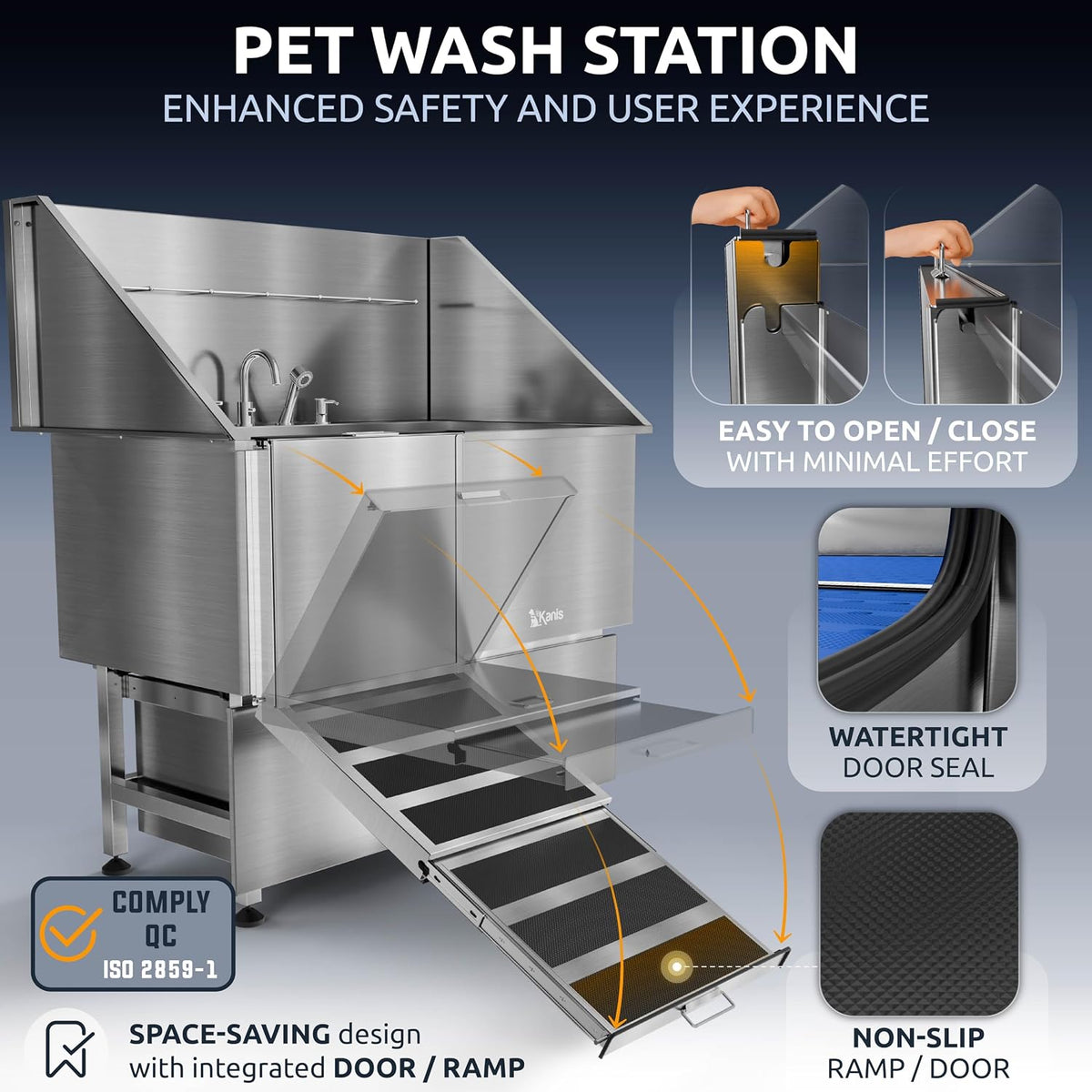 Professional Dog Washing Station 304 Stainless Steel Pets Grooming Tub