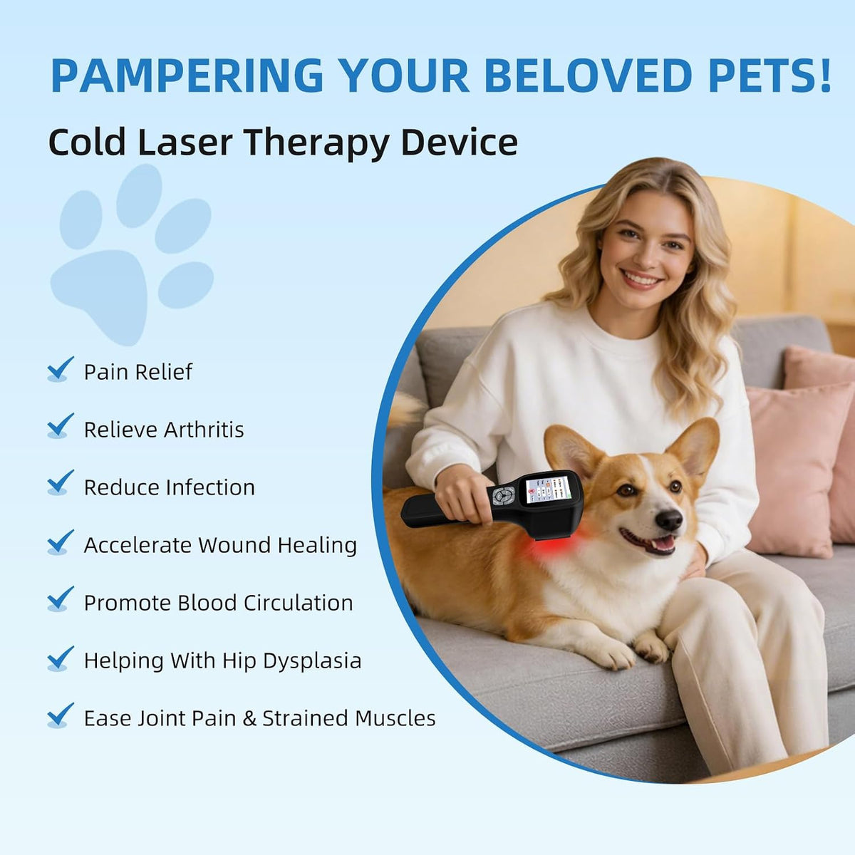 Cold Laser Therapy Device for Dogs, with 4 Wavelengths and Touch Screen
