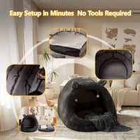 Human Dog Bed for Adults, Extra Large XXL Dog Bed for Humans, Cats & Pets, Giant Human Size Dog Bed with Removable Pillow & Blanket, Machine Washable, Cute Bunny Ear Design, 55"X43"X35", Grey