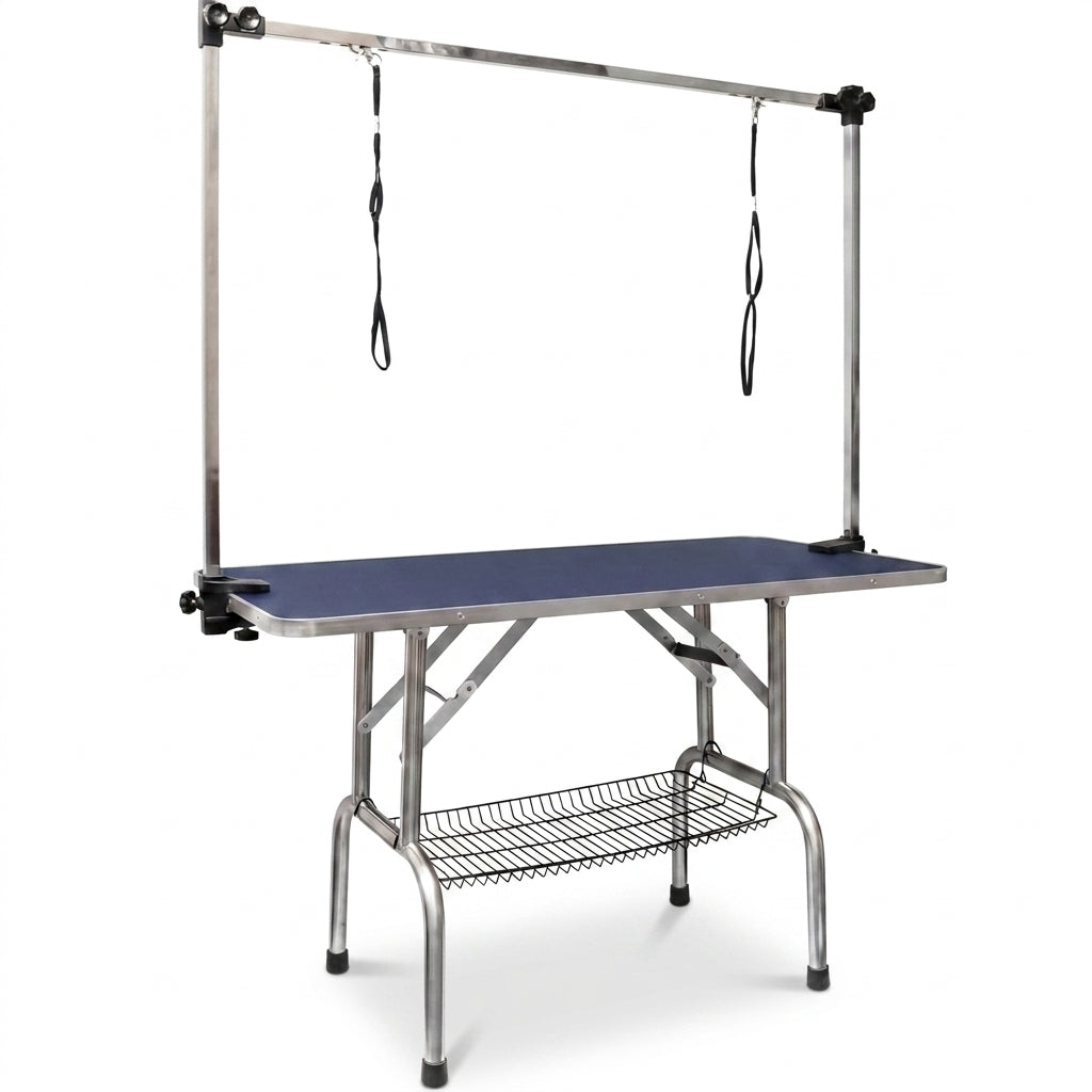 36" Dog Grooming Table,Foldable Home Pet Bathing Station with Adjustable Height Arm/Noose/Mesh Tray — Studio Shot