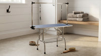 36" Dog Grooming Table,Foldable Home Pet Bathing Station with Adjustable Height Arm/Noose/Mesh Tray — Lifestyle