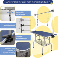 36" Dog Grooming Table,Foldable Home Pet Bathing Station with Adjustable Height Arm/Noose/Mesh Tray