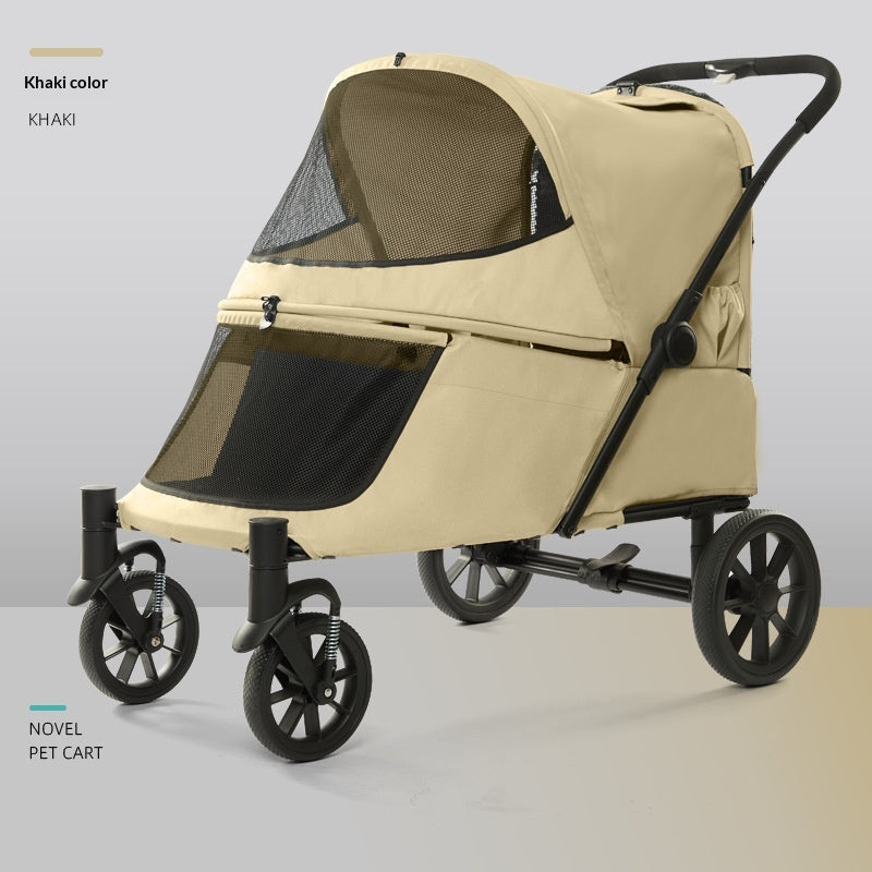 Foldable Covered Pet Stroller with Rear Access | 60 kg Capacity