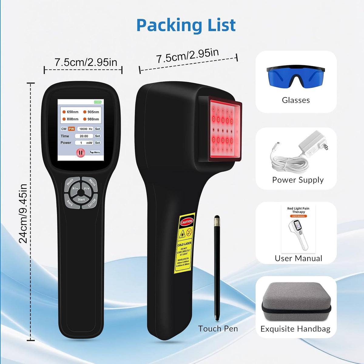 Cold Laser Therapy Device for Dogs, with 4 Wavelengths and Touch Screen