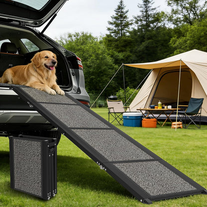 Dog Ramp for Car 63" X 20", Folding Pet Ramp for Large Dogs with Non-Slip Rug Surface, Portable Dog Car Ramp for SUV Car & Truck