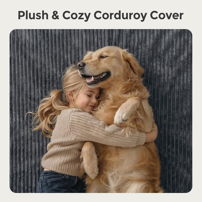 Orthopedic Memory Foam Dog Bed 7" Inch Thick Extra Large Dog Bed with Pillow 52"X36"X7" Includes Waterproof Liner & Durable Removable Cover, Grey