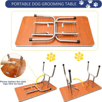 36" Dog Grooming Table,Foldable Home Pet Bathing Station with Adjustable Height Arm/Noose/Mesh Tray