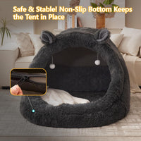 Human Dog Bed for Adults, Extra Large XXL Dog Bed for Humans, Cats & Pets, Giant Human Size Dog Bed with Removable Pillow & Blanket, Machine Washable, Cute Bunny Ear Design, 55"X43"X35", Grey