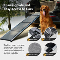 Dog Ramp for Cars, 71" L × 17.2" W, Extra-Long Foldable | Extra-Long for a Gentler Climb, Non-Slip Rug Surface, 250-Lb Capacity, Space-Saving Storage, Stable Support