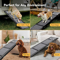 Dog Ramp for Cars, 71" L × 17.2" W, Extra-Long Foldable | Extra-Long for a Gentler Climb, Non-Slip Rug Surface, 250-Lb Capacity, Space-Saving Storage, Stable Support