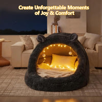Human Dog Bed for Adults, Extra Large XXL Dog Bed for Humans, Cats & Pets, Giant Human Size Dog Bed with Removable Pillow & Blanket, Machine Washable, Cute Bunny Ear Design, 55"X43"X35", Grey