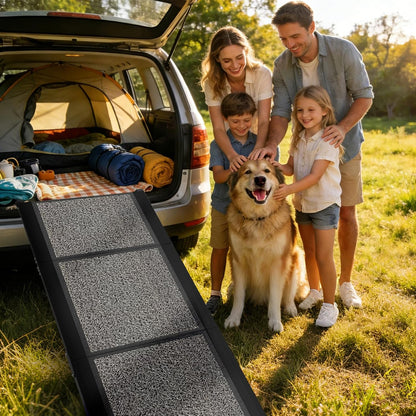 Dog Ramp for Car 63" X 20", Folding Pet Ramp for Large Dogs with Non-Slip Rug Surface, Portable Dog Car Ramp for SUV Car & Truck