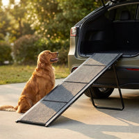 Dog Ramp for Cars, 71" L × 17.2" W, Extra-Long Foldable | Extra-Long for a Gentler Climb, Non-Slip Rug Surface, 250-Lb Capacity, Space-Saving Storage, Stable Support — Studio Shot