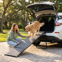 Dog Ramp for Cars, 71" L × 17.2" W, Extra-Long Foldable | Extra-Long for a Gentler Climb, Non-Slip Rug Surface, 250-Lb Capacity, Space-Saving Storage, Stable Support — Lifestyle