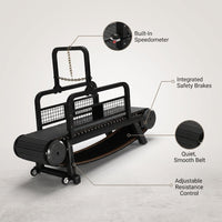 Dog Treadmill, Non-Motorized, Quiet, Smooth, Adjustable Pet Treadmill, Pit Bull Training Equipment with Brakes and Speedometer — infographic