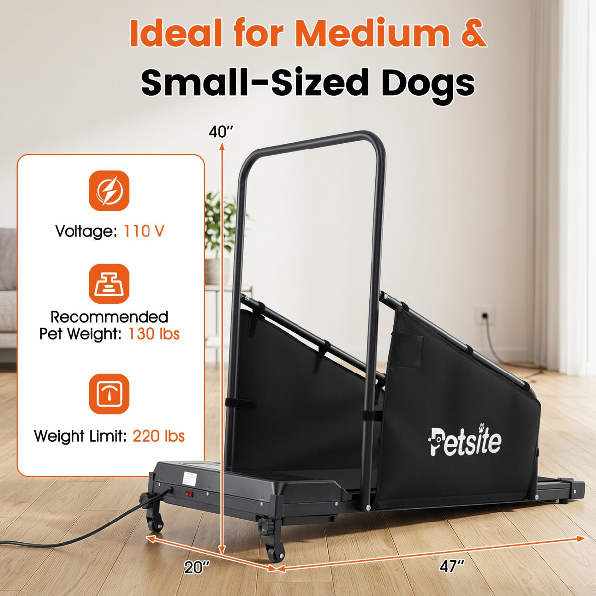 Dog Treadmill with Remote & LCD Display | Recommended Pet Weight Up to 130 lbs