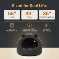 Human Dog Bed for Adults, Extra Large XXL Dog Bed for Humans, Cats & Pets, Giant Human Size Dog Bed with Removable Pillow & Blanket, Machine Washable, Cute Bunny Ear Design, 55"X43"X35", Grey — Results & Stats