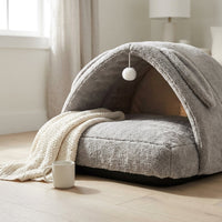 Human Dog Bed for Adults, Extra Large XXL Dog Bed for Humans, Cats & Pets, Giant Human Size Dog Bed with Removable Pillow & Blanket, Machine Washable, Cute Bunny Ear Design, 55"X43"X35", Grey — Studio Shot
