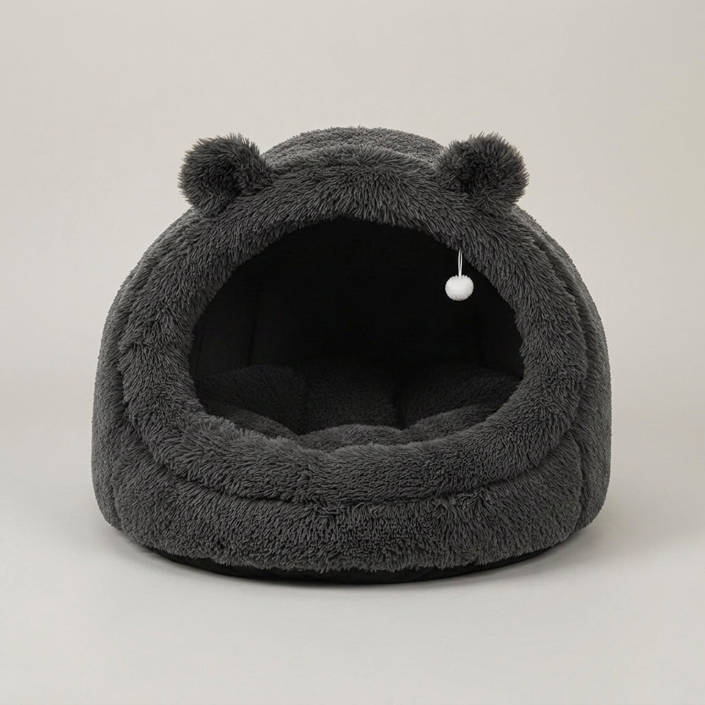 Human Dog Bed for Adults, Extra Large XXL Dog Bed for Humans, Cats & Pets, Giant Human Size Dog Bed with Removable Pillow & Blanket, Machine Washable, Cute Bunny Ear Design, 55"X43"X35", Grey — Studio Shot