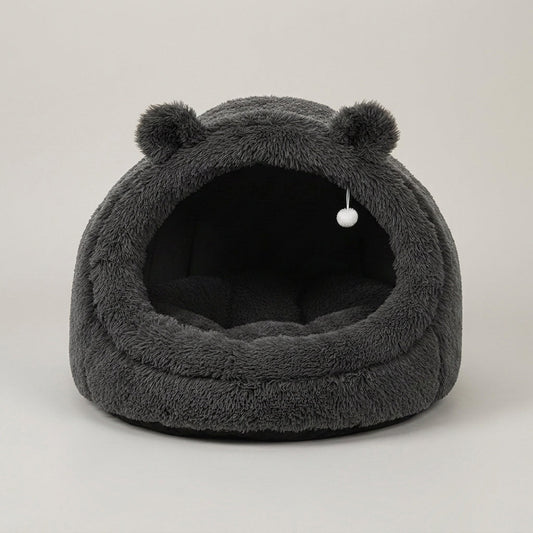 Human Dog Bed for Adults, Extra Large XXL Dog Bed for Humans, Cats & Pets, Giant Human Size Dog Bed with Removable Pillow & Blanket, Machine Washable, Cute Bunny Ear Design, 55"X43"X35", Grey — Studio Shot