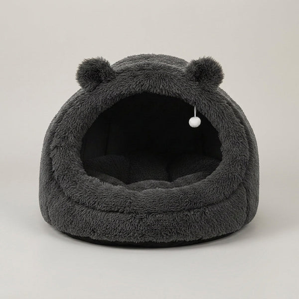 Human Dog Bed for Adults, Extra Large XXL Dog Bed for Humans, Cats & Pets, Giant Human Size Dog Bed with Removable Pillow & Blanket, Machine Washable, Cute Bunny Ear Design, 55"X43"X35", Grey — Studio Shot