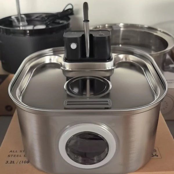 3.2L Battery-Powered Pet Water Fountain | Stainless Steel