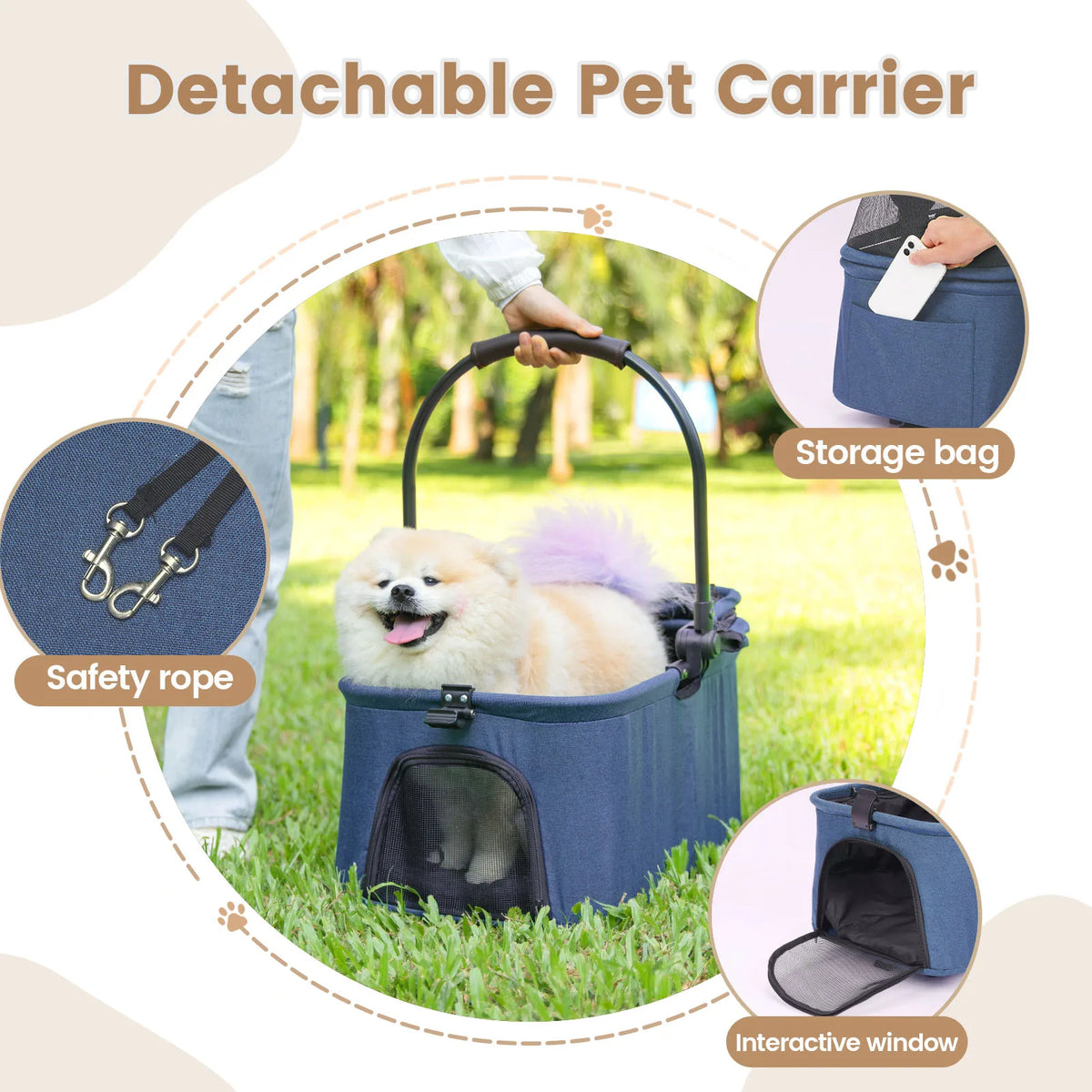 Foldable Dog Stroller | Up to 44 lbs