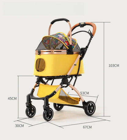 Foldable Pet Stroller with Storage Basket | Up to 36 lbs
