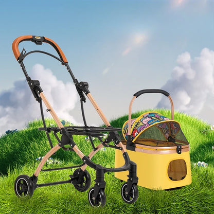 Foldable Pet Stroller with Storage Basket | Up to 36 lbs