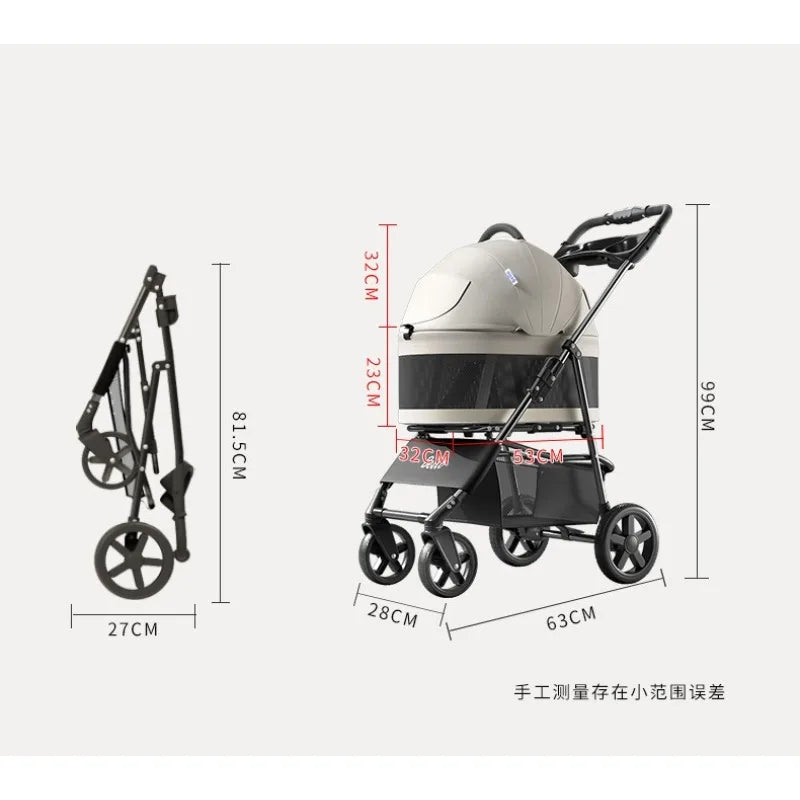 One-Pull Opening Foldable Dog Stroller | Up to 44 lbs