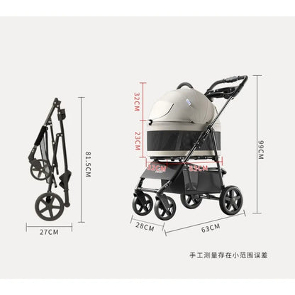 One-Pull Opening Foldable Dog Stroller | Up to 44 lbs