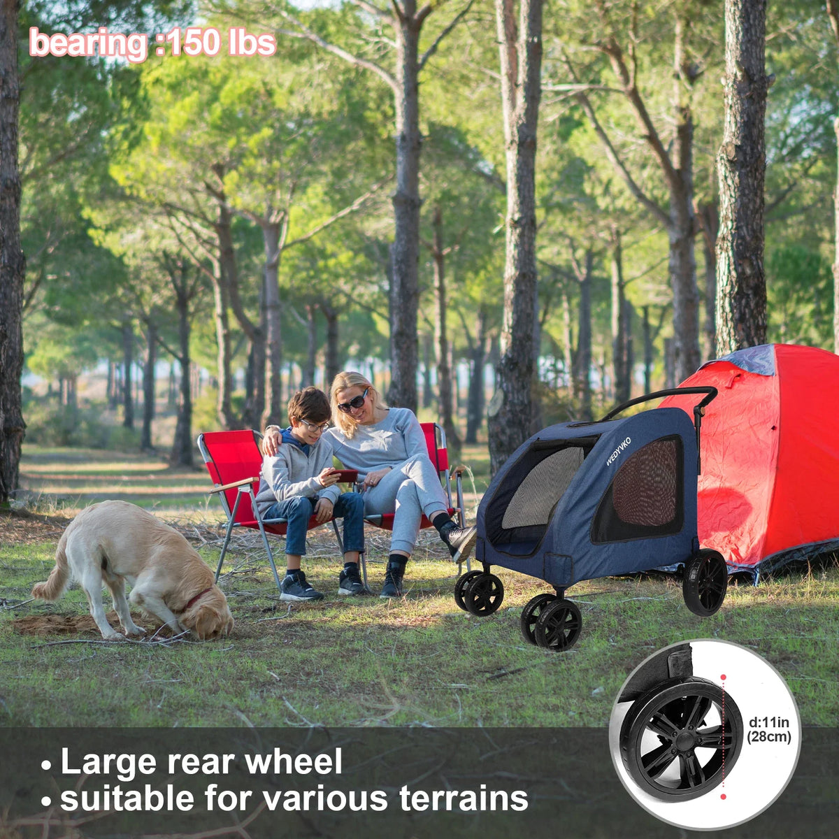 Heavy-Duty Dog Stroller for Large Dogs | Up to 120 lbs