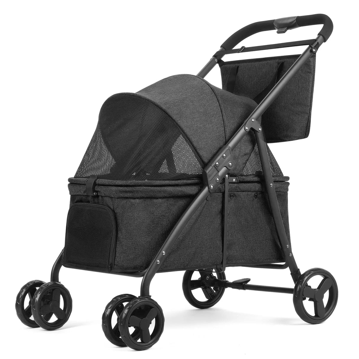 4-Wheel Foldable Dog Stroller with Detachable Tote | Up to 80 lbs