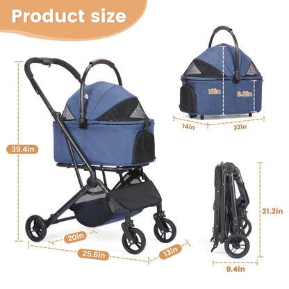 Foldable Dog Stroller | Up to 44 lbs