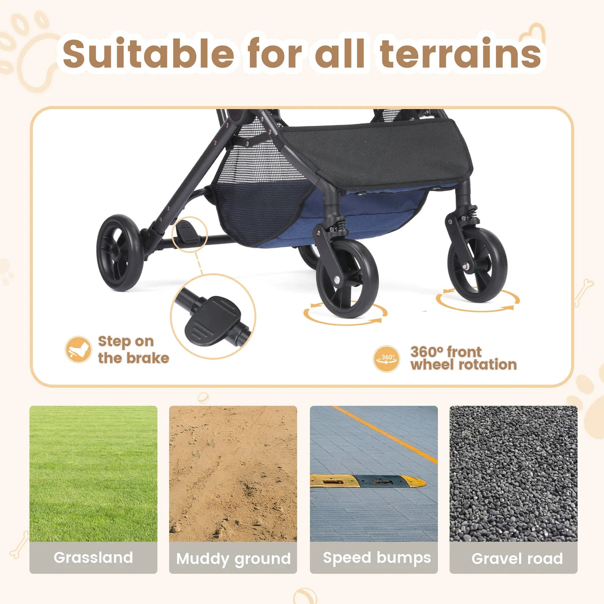 Foldable Dog Stroller | Up to 44 lbs