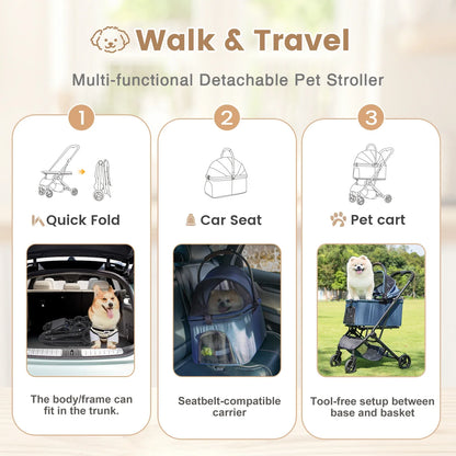 Foldable Dog Stroller | Up to 44 lbs