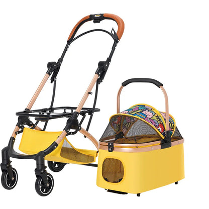 Foldable Pet Stroller with Storage Basket | Up to 36 lbs