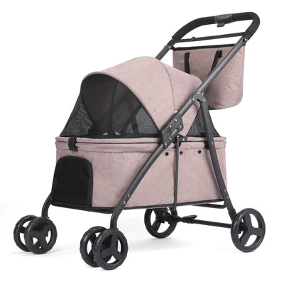 4-Wheel Foldable Dog Stroller with Detachable Tote | Up to 80 lbs