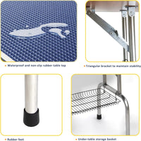 36" Dog Grooming Table,Foldable Home Pet Bathing Station with Adjustable Height Arm/Noose/Mesh Tray
