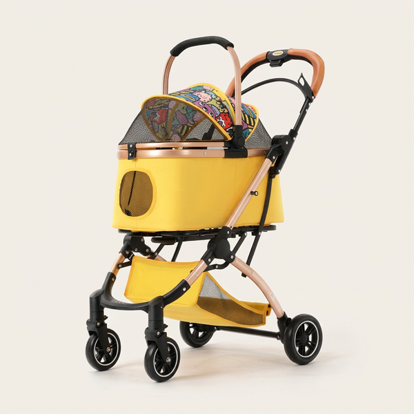 Foldable Pet Stroller with Storage Basket | Up to 36 lbs