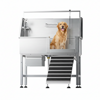 Dog Washing Station Built for Large Breeds, 304 Stainless Steel Tub, Right Side Ramp, Storage Drawer