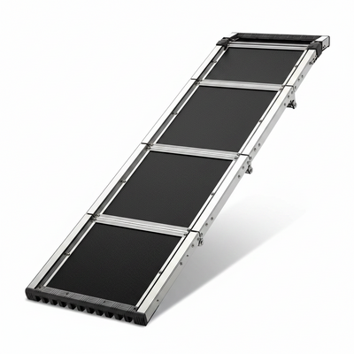 71" Aluminum Alloy Dog Ramp for Car SUV Truck Side Door, Foldable Outdoor Pet Ramp with Heavy Duty Steel Hinges, Non-Slip Traction Surface, Sturdy Ramp for Large Dogs up to 200 LBS (5 Folded)