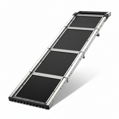 71" Aluminum Alloy Dog Ramp for Car SUV Truck Side Door, Foldable Outdoor Pet Ramp with Heavy Duty Steel Hinges, Non-Slip Traction Surface, Sturdy Ramp for Large Dogs up to 200 LBS (5 Folded)