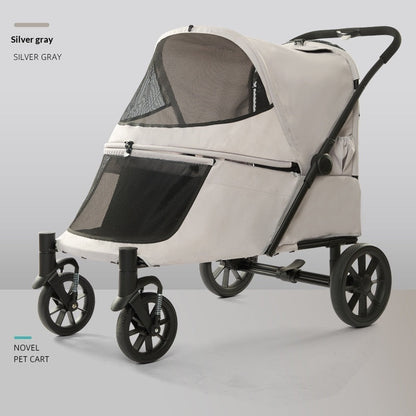 Foldable Covered Pet Stroller with Rear Access | 60 kg Capacity