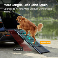Dog Ramp for Cars, 71" L × 17.2" W, Extra-Long Foldable | Extra-Long for a Gentler Climb, Non-Slip Rug Surface, 250-Lb Capacity, Space-Saving Storage, Stable Support