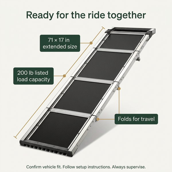 71-Inch Folding Aluminum Dog Ramp for Cars & SUVs | Up to 200 lbs