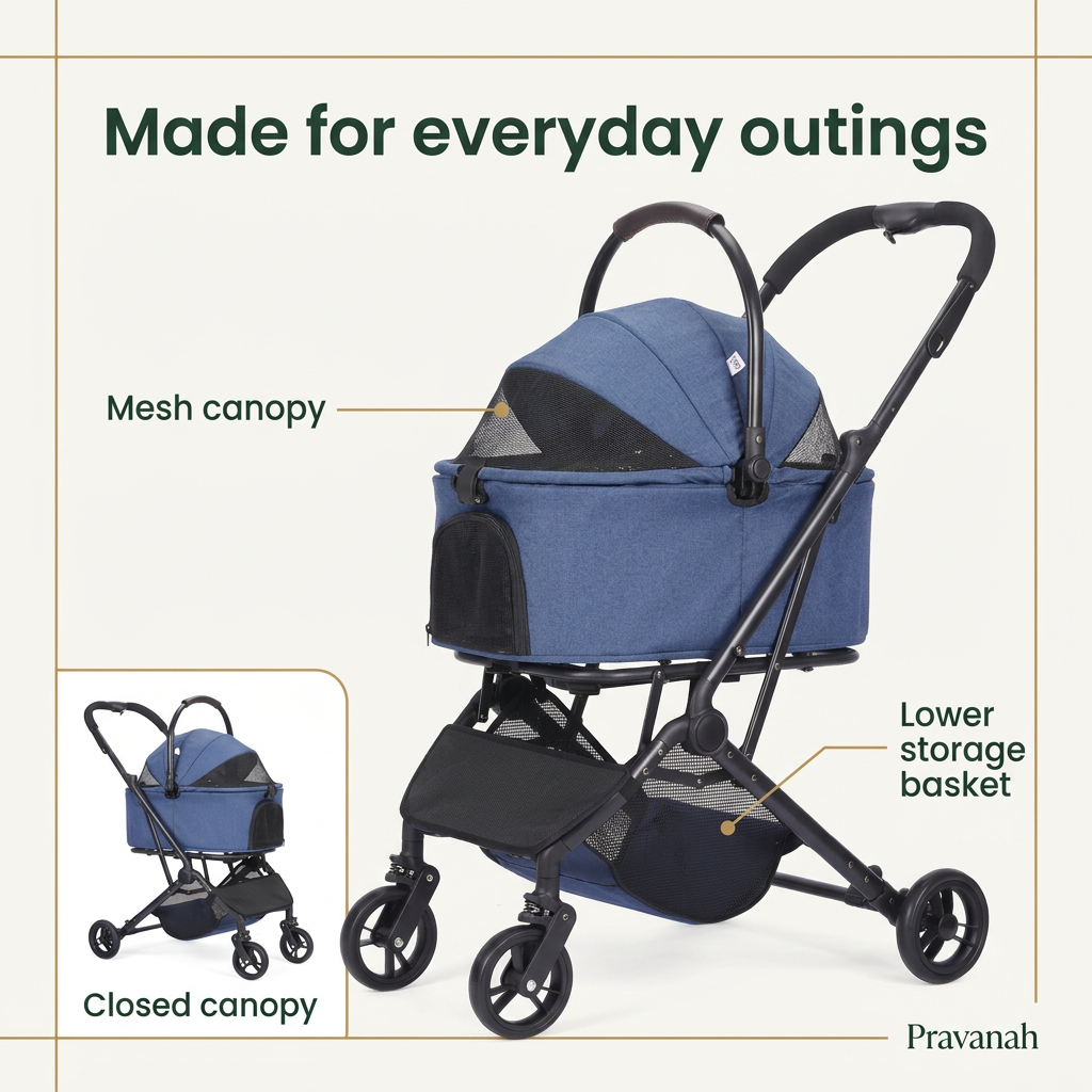 Foldable Dog Stroller | Up to 44 lbs